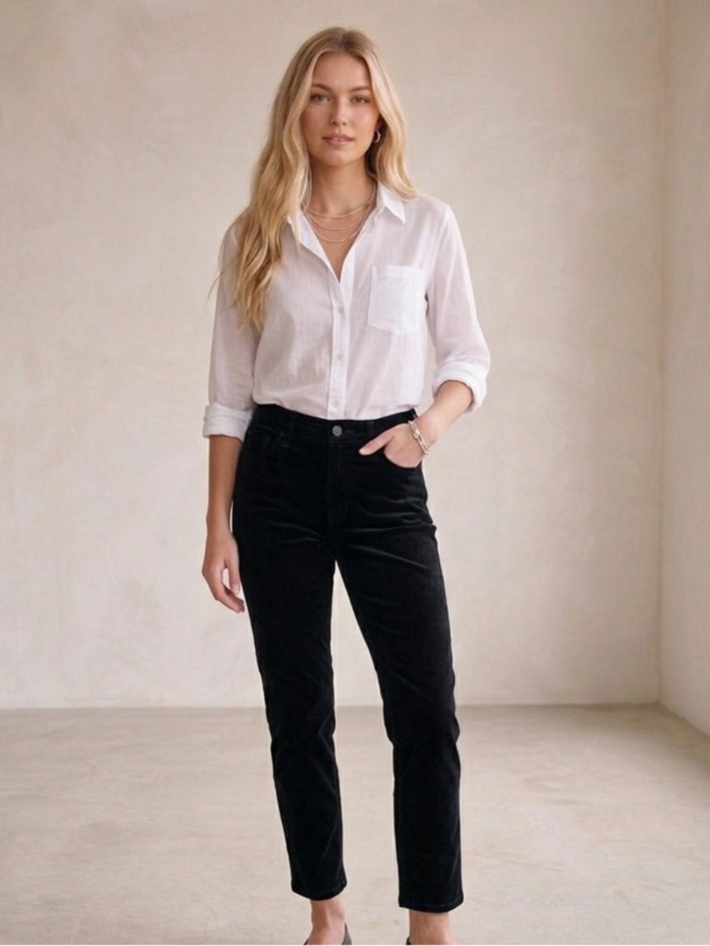 Talbots Women's Black Velvet High Rise Ankle Jeans